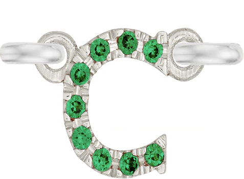 White Gold, Green Garnet Letter - Image 5