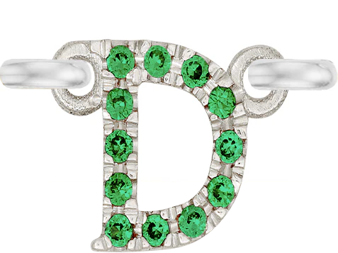 White Gold, Green Garnet Letter - Image 6