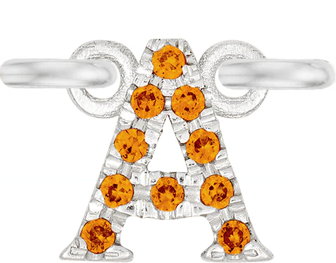 White Gold, Orange Sapphire Letter - Image 3