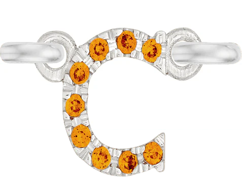 White Gold, Orange Sapphire Letter - Image 5