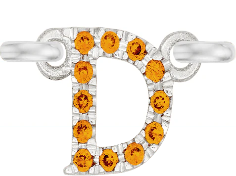 White Gold, Orange Sapphire Letter - Image 6