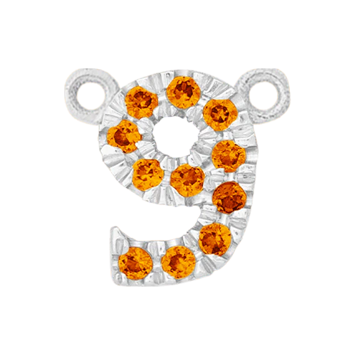 Orange Sapphire + 14k White Gold Number Charm - Image 10