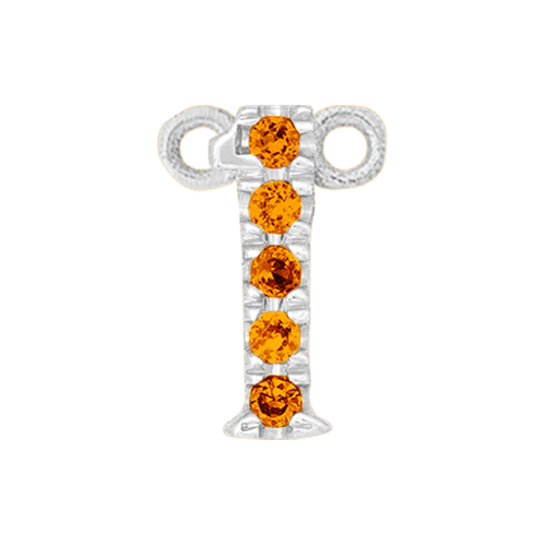 Orange Sapphire + 14k White Gold Number Charm - Image 2