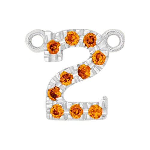 Orange Sapphire + 14k White Gold Number Charm - Image 3