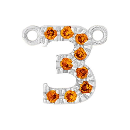 Orange Sapphire + 14k White Gold Number Charm - Image 4