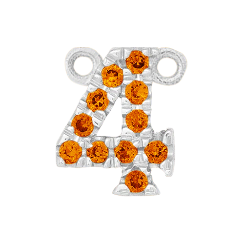 Orange Sapphire + 14k White Gold Number Charm - Image 5