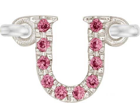 White Gold, Pink Sapphire Letter - Image 23