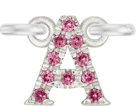 White Gold, Pink Sapphire Letter - Image 3