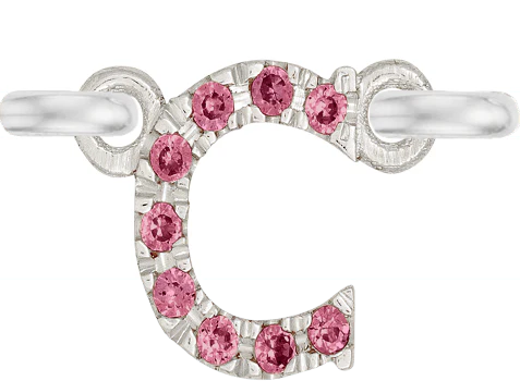 White Gold, Pink Sapphire Letter - Image 5