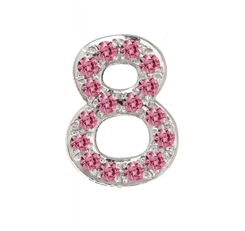 White Gold, Pink Sapphire Number Bead - Image 11