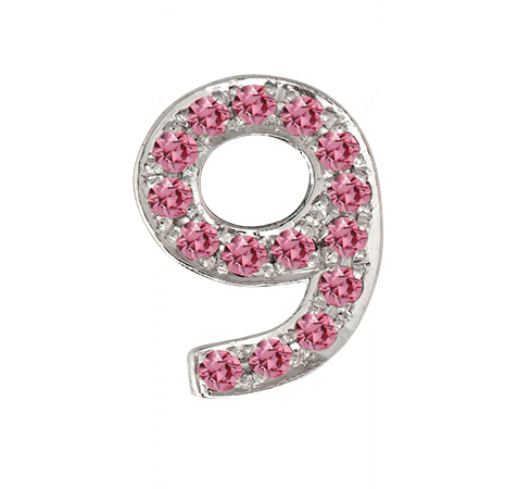 White Gold, Pink Sapphire Number Bead - Image 12