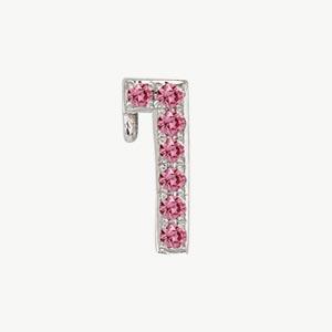 White Gold, Pink Sapphire Number Bead - Image 14