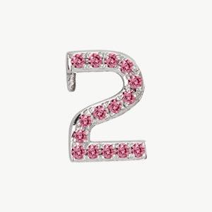 White Gold, Pink Sapphire Number Bead - Image 15