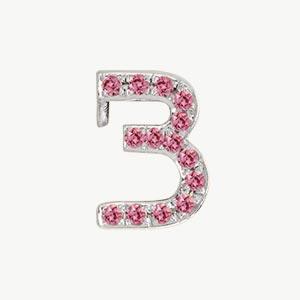 White Gold, Pink Sapphire Number Bead - Image 16