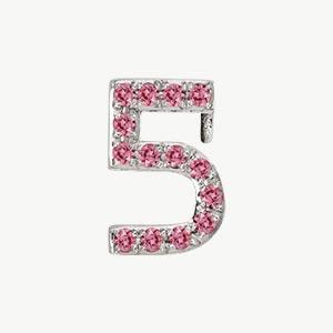 White Gold, Pink Sapphire Number Bead - Image 18