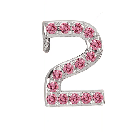 White Gold, Pink Sapphire Number Bead - Image 5