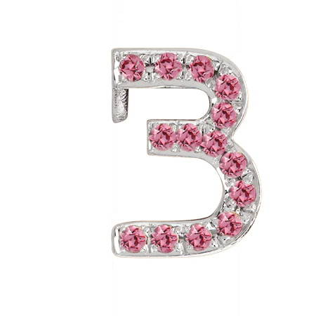 White Gold, Pink Sapphire Number Bead - Image 6