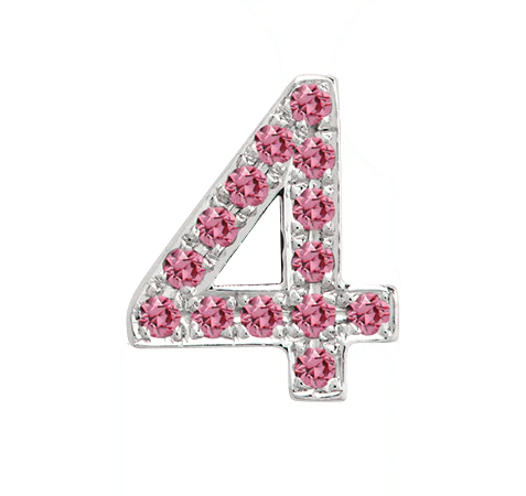 White Gold, Pink Sapphire Number Bead - Image 7