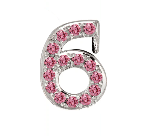 White Gold, Pink Sapphire Number Bead - Image 9