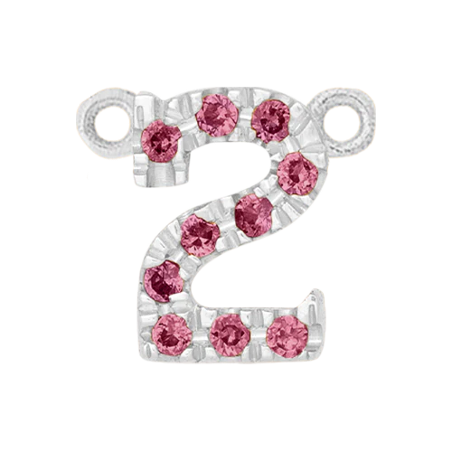 Pink Sapphire + 14k White Gold Number Charm - Image 3