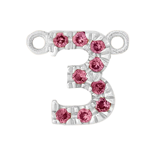 Pink Sapphire + 14k White Gold Number Charm - Image 4