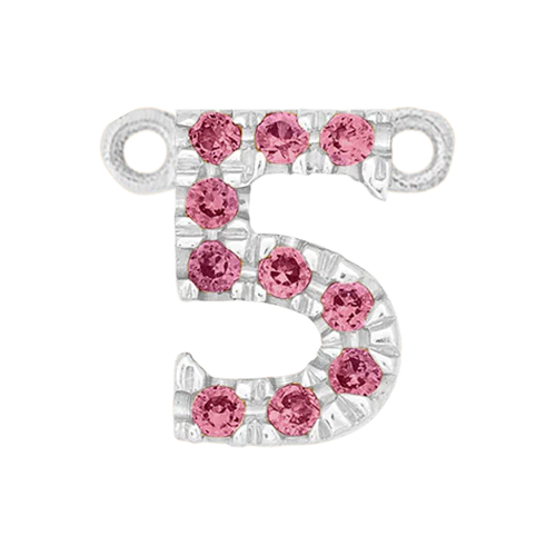 Pink Sapphire + 14k White Gold Number Charm - Image 6