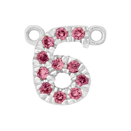 Pink Sapphire + 14k White Gold Number Charm - Image 7