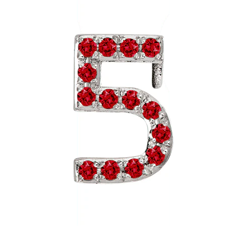 White Gold, Ruby Number Bead - Image 8