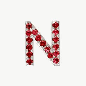 White Gold, Ruby Letter Bead - Image 15