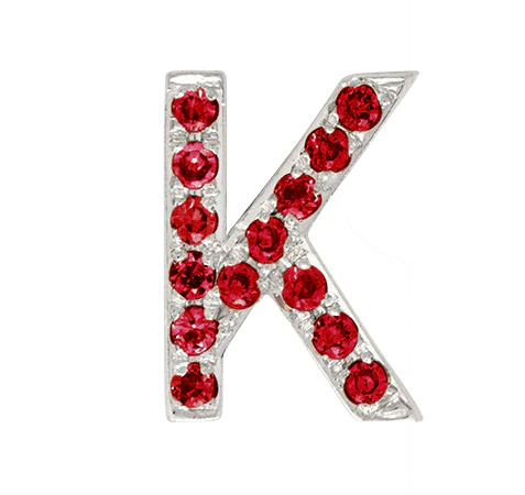 White Gold, Ruby Letter Bead - Image 38