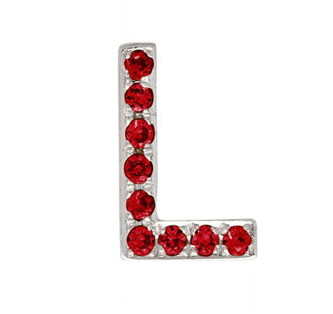 White Gold, Ruby Letter Bead - Image 39