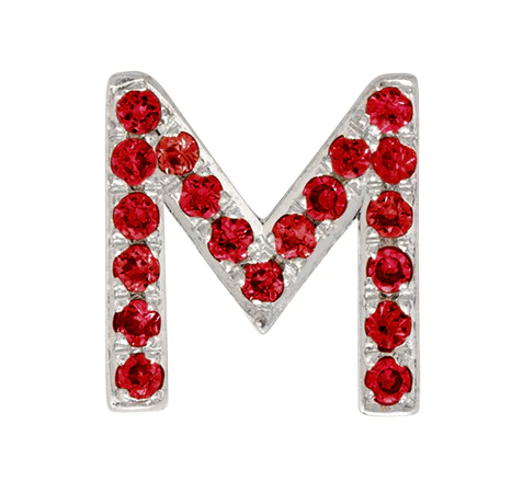 White Gold, Ruby Letter Bead - Image 40