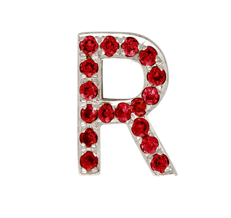 White Gold, Ruby Letter Bead - Image 45