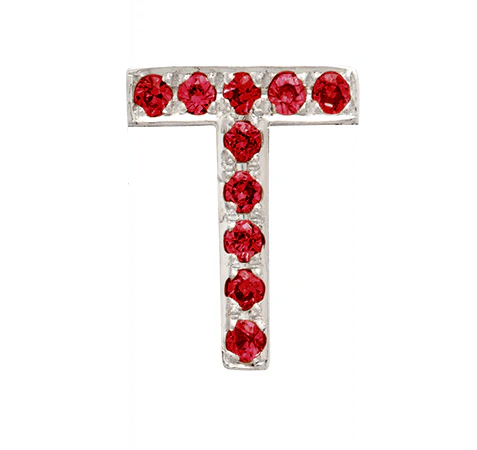 White Gold, Ruby Letter Bead - Image 47