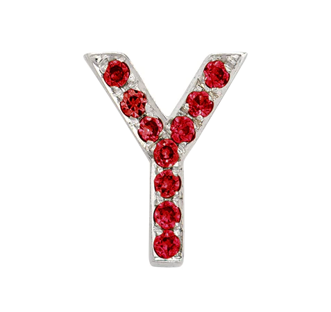 White Gold, Ruby Letter Bead - Image 52