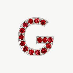 White Gold, Ruby Letter Bead - Image 8