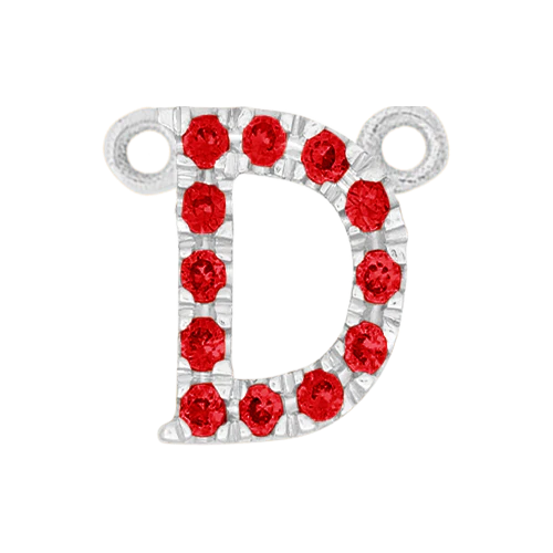 Ruby + 14k White Gold Letter Charm - Image 4