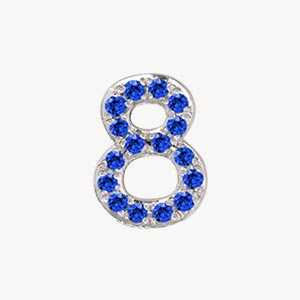 White Gold, Blue Sapphire Number Bead - Image 10