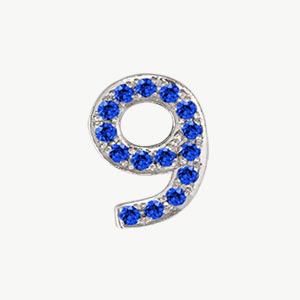 White Gold, Blue Sapphire Number Bead - Image 11