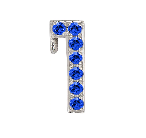 White Gold, Blue Sapphire Number Bead - Image 13