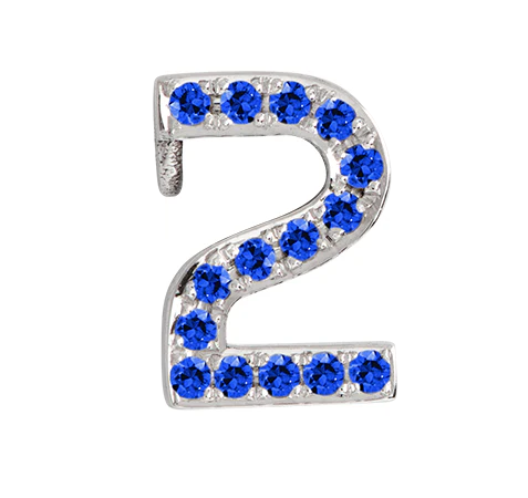 White Gold, Blue Sapphire Number Bead - Image 14