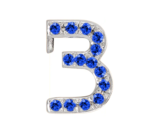 White Gold, Blue Sapphire Number Bead - Image 15