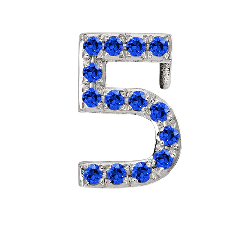 White Gold, Blue Sapphire Number Bead - Image 17