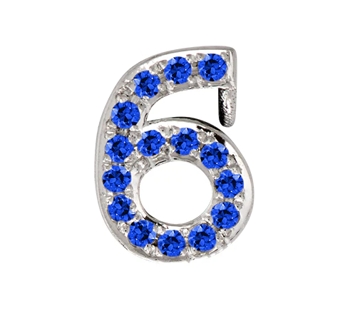 White Gold, Blue Sapphire Number Bead - Image 18