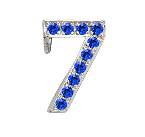White Gold, Blue Sapphire Number Bead - Image 19