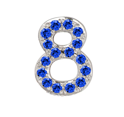White Gold, Blue Sapphire Number Bead - Image 20
