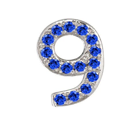 White Gold, Blue Sapphire Number Bead - Image 21