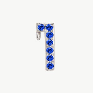 White Gold, Blue Sapphire Number Bead - Image 3