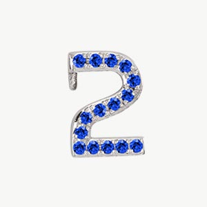 White Gold, Blue Sapphire Number Bead - Image 4