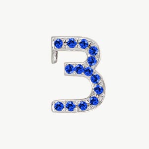 White Gold, Blue Sapphire Number Bead - Image 5